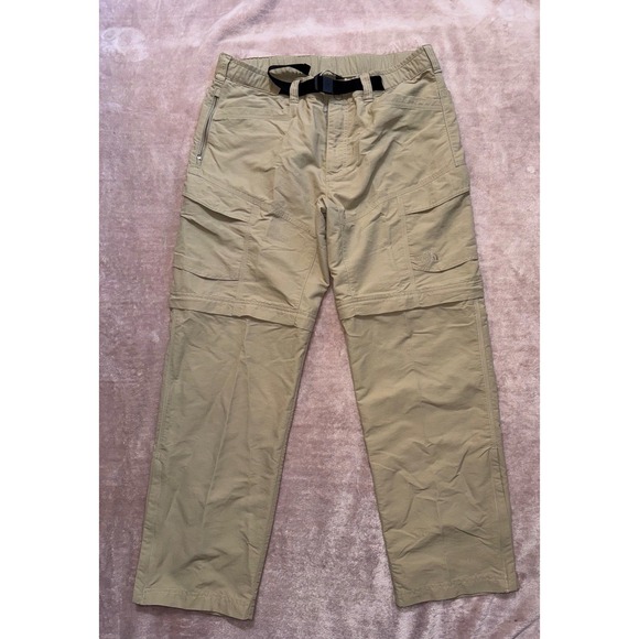 THE NORTH FACE Paramount Peak Convertible Pants Beige Nylon GorpCore Hike Sz L - Picture 1 of 12